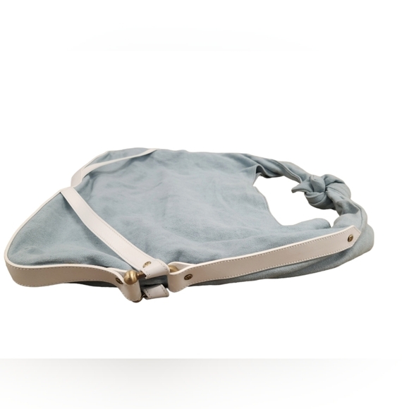 Burberry Prorsum Light Blue Linen & White Leather Large Tote - Picture 5 of 16